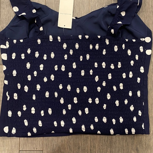 Abercrombie & Fitch Dark Blue Polka Dot Lined Sleeveless Top - Picture 2 of 6